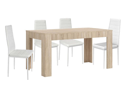 Pack Mesa Extensible de Comedor o Cocina + 4 Sillas en Polipiel/metal