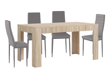 Pack Mesa Extensible de Comedor o Cocina + 4 Sillas en Polipiel/metal
