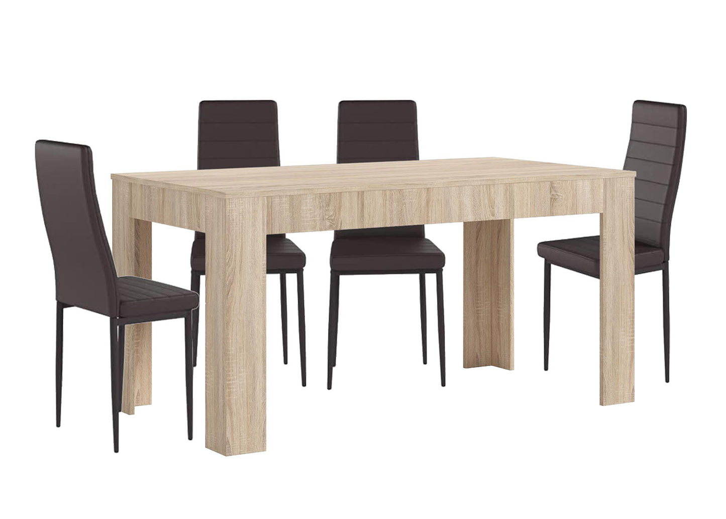 Pack Mesa Extensible de Comedor o Cocina + 4 Sillas en Polipiel/metal