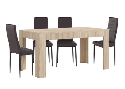 Pack Mesa Extensible de Comedor o Cocina + 4 Sillas en Polipiel/metal