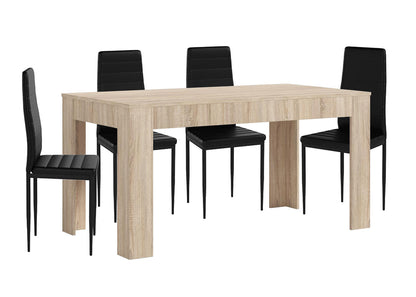 Pack Mesa Extensible de Comedor o Cocina + 4 Sillas en Polipiel/metal
