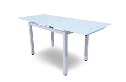Mesa de Cristal Extensible 170cm + 6 Sillas Polipiel