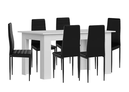 Pack Mesa Fija de Comedor o Cocina + 6 Sillas en Polipiel/metal
