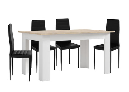 Pack Mesa Fija de Comedor o Cocina + 4 Sillas en Polipiel/metal