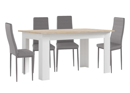 Pack Mesa Fija de Comedor o Cocina + 4 Sillas en Polipiel/metal