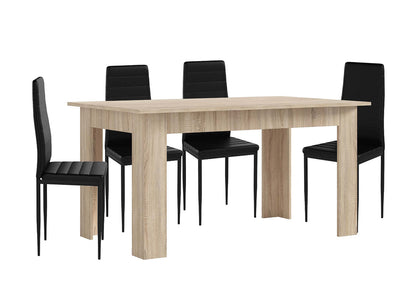 Pack Mesa Fija de Comedor o Cocina + 4 Sillas en Polipiel/metal