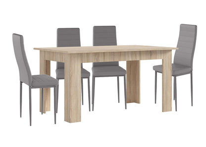Pack Mesa Fija de Comedor o Cocina + 4 Sillas en Polipiel/metal