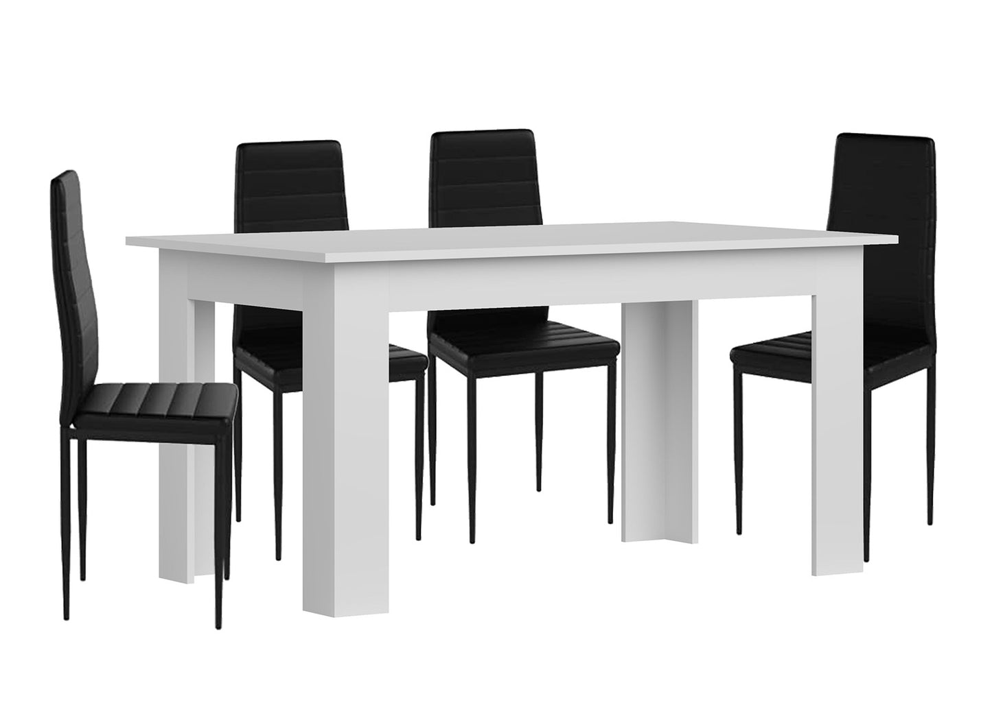 Pack Mesa Fija de Comedor o Cocina + 4 Sillas en Polipiel/metal