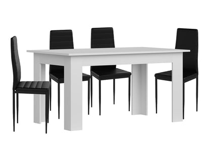 Pack Mesa Fija de Comedor o Cocina + 4 Sillas en Polipiel/metal