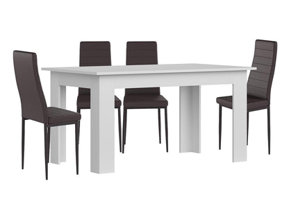 Pack Mesa Fija de Comedor o Cocina + 4 Sillas en Polipiel/metal
