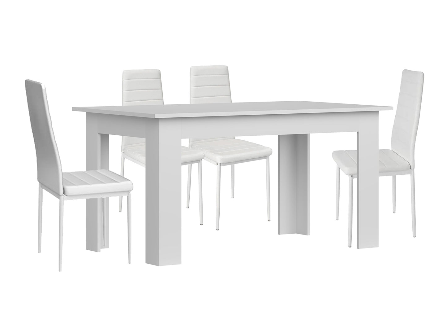 Pack Mesa Fija de Comedor o Cocina + 4 Sillas en Polipiel/metal