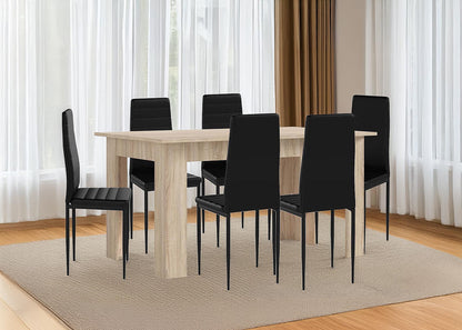 Pack Mesa Fija de Comedor o Cocina + 6 Sillas en Polipiel/metal