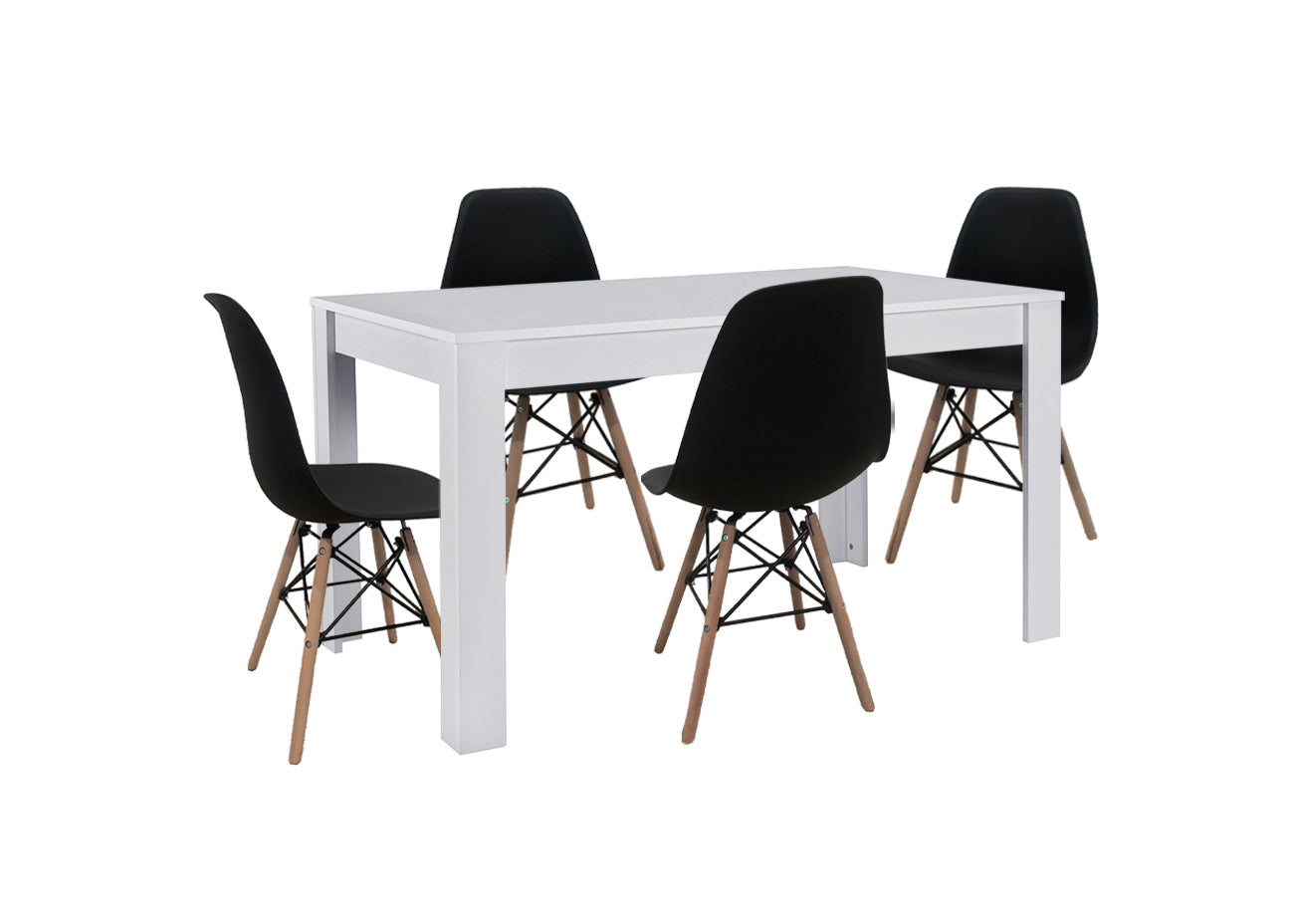 Pack Mesa de Comedor o Cocina Fija Miramy + 4 Sillas Estilo Nordico