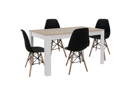 Pack Mesa de Comedor o Cocina Fija Miramy + 4 Sillas Estilo Nordico