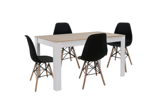 Pack Mesa de Comedor o Cocina Fija Miramy + 4 Sillas Estilo Nordico