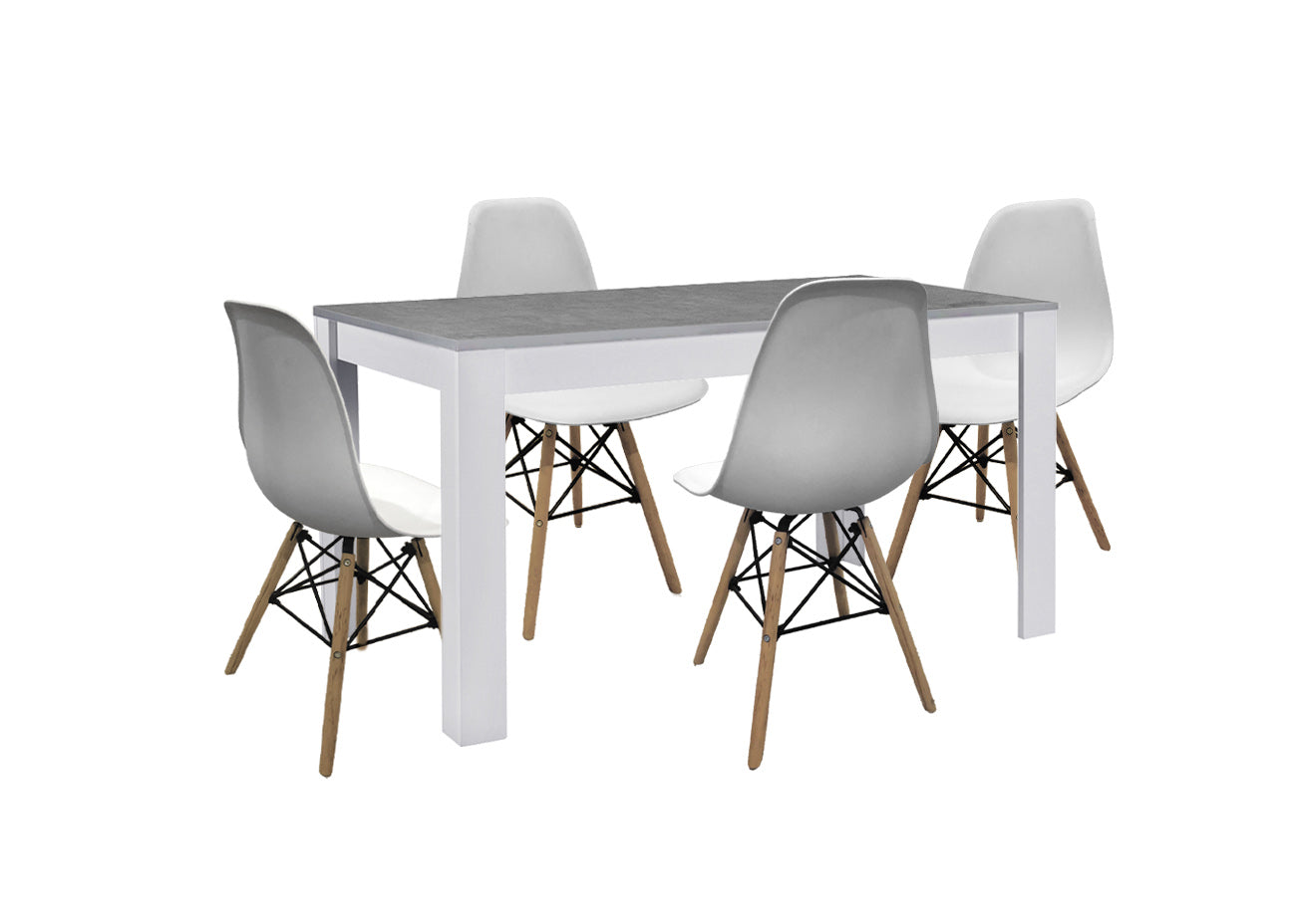 Pack Mesa de Comedor o Cocina Fija Miramy + 4 Sillas Estilo Nordico