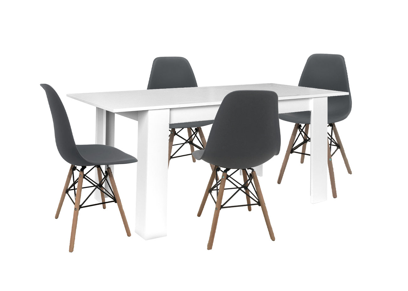 Mesa Extensible de Comedor o Cocina + 4 Sillas Estilo Nordico
