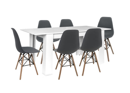 Mesa Extensible de Comedor o Cocina + 6 Sillas Estilo Nordico