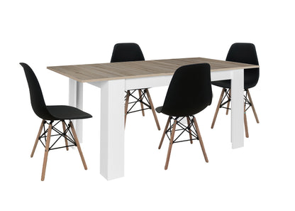 Mesa Extensible de Comedor o Cocina + 4 Sillas Estilo Nordico