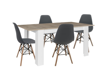 Mesa Extensible de Comedor o Cocina + 4 Sillas Estilo Nordico