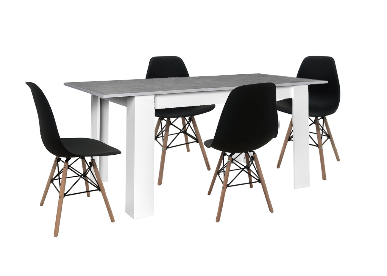 Mesa Extensible de Comedor o Cocina + 4 Sillas Estilo Nordico