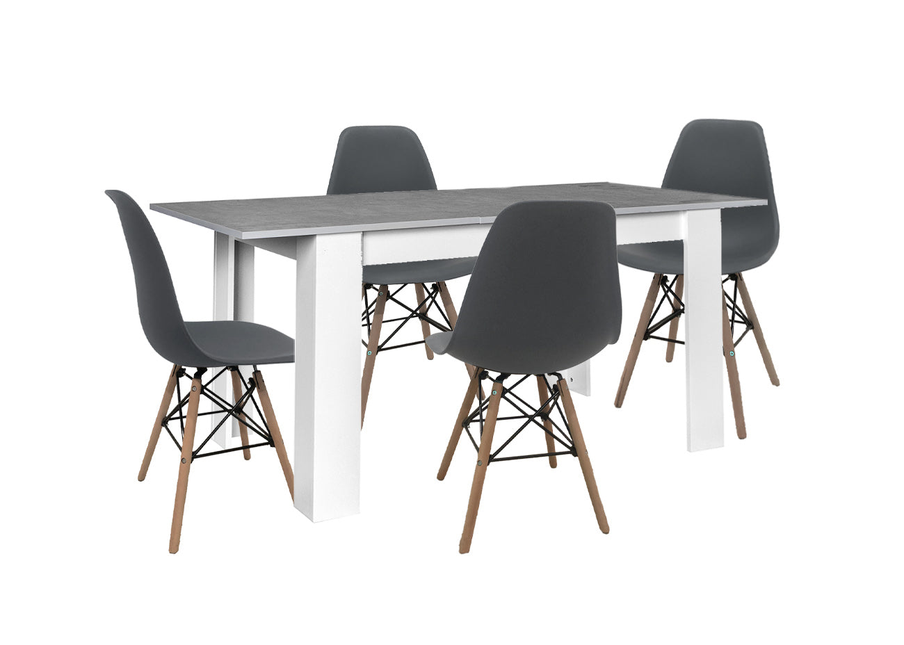 Mesa Extensible de Comedor o Cocina + 4 Sillas Estilo Nordico