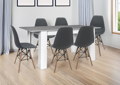 Mesa Extensible de Comedor o Cocina + 6 Sillas Estilo Nordico
