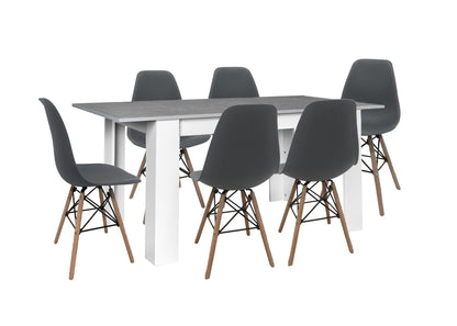 Mesa Extensible de Comedor o Cocina + 6 Sillas Estilo Nordico