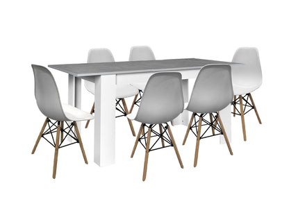 Mesa Extensible de Comedor o Cocina + 6 Sillas Estilo Nordico