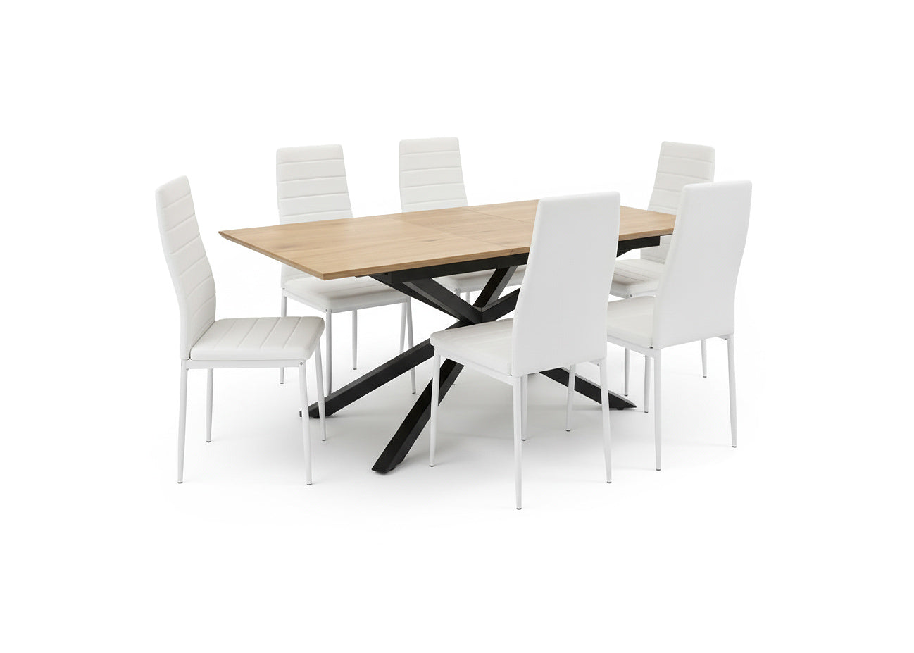 Pack Mesa Extensible HD + 6 Sillas Polipiel