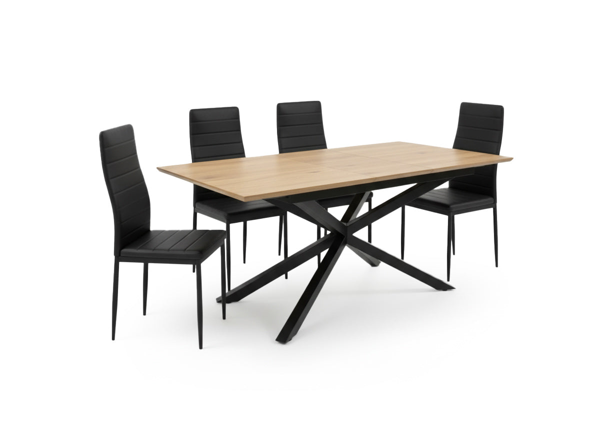 Pack Mesa Extensible HD + 4 Sillas Polipiel