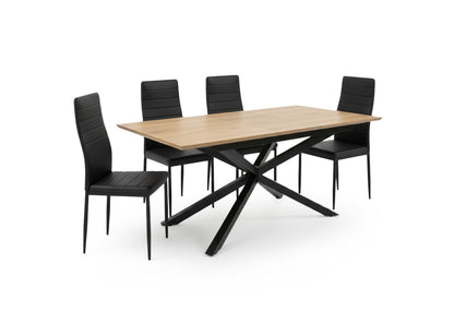 Pack Mesa Extensible HD + 4 Sillas Polipiel