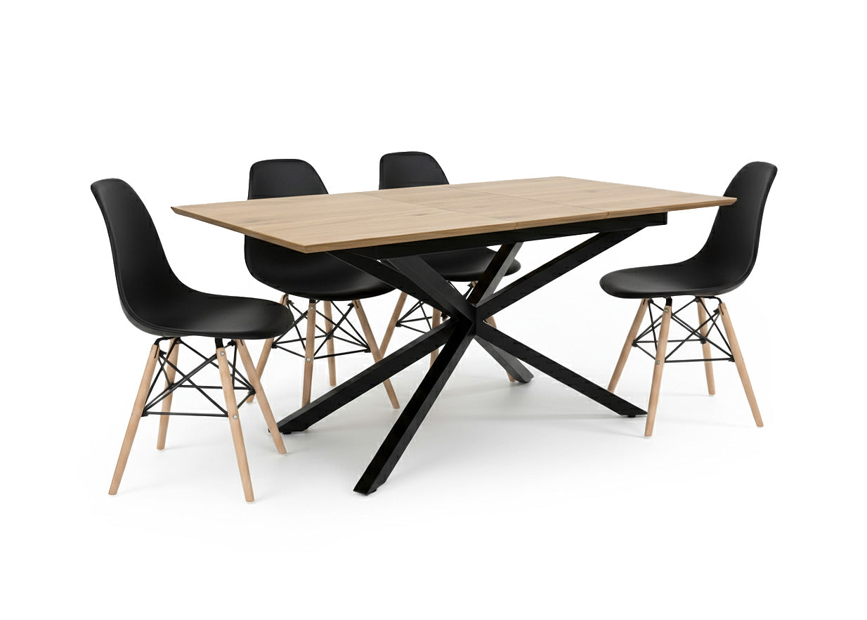 Pack Mesa Extensible HD + 4 Sillas Estilo Nordico