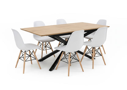 Pack Mesa Extensible HD + 6 Sillas Estilo Nordico