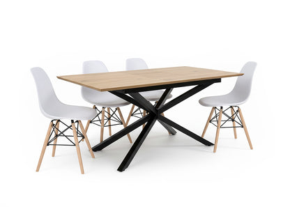 Pack Mesa Extensible HD + 4 Sillas Estilo Nordico