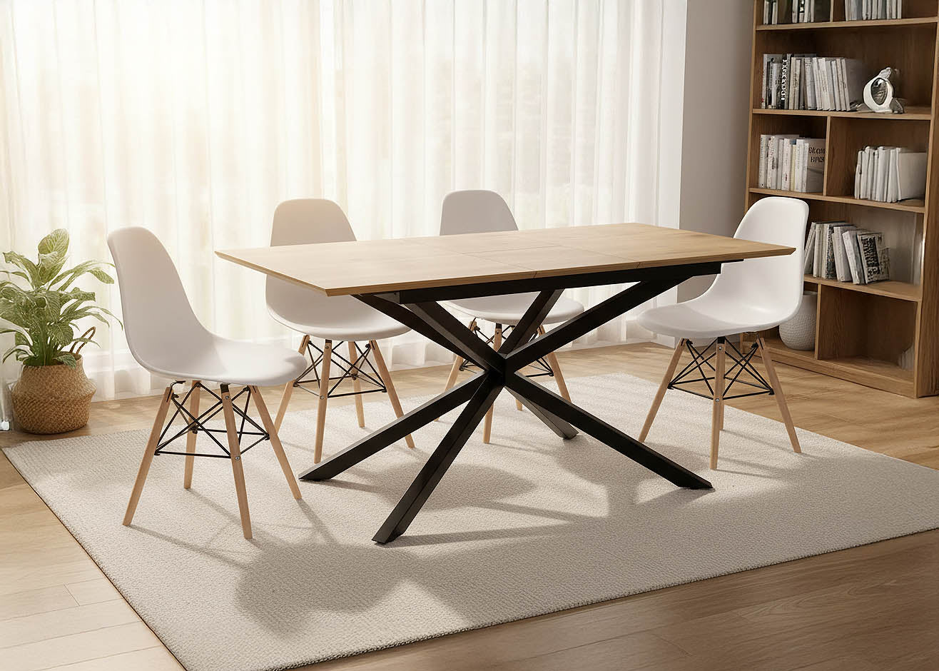 Pack Mesa Extensible HD + 4 Sillas Estilo Nordico