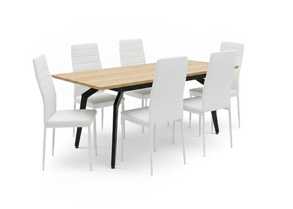 Pack Mesa HD Extensible + 6 Sillas Polipiel