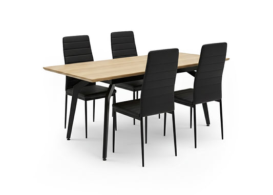 Pack Mesa HD Extensible + 4 Sillas Polipiel