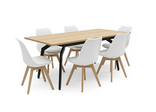 Pack Mesa HD Extensible + 6 Sillas Nordic