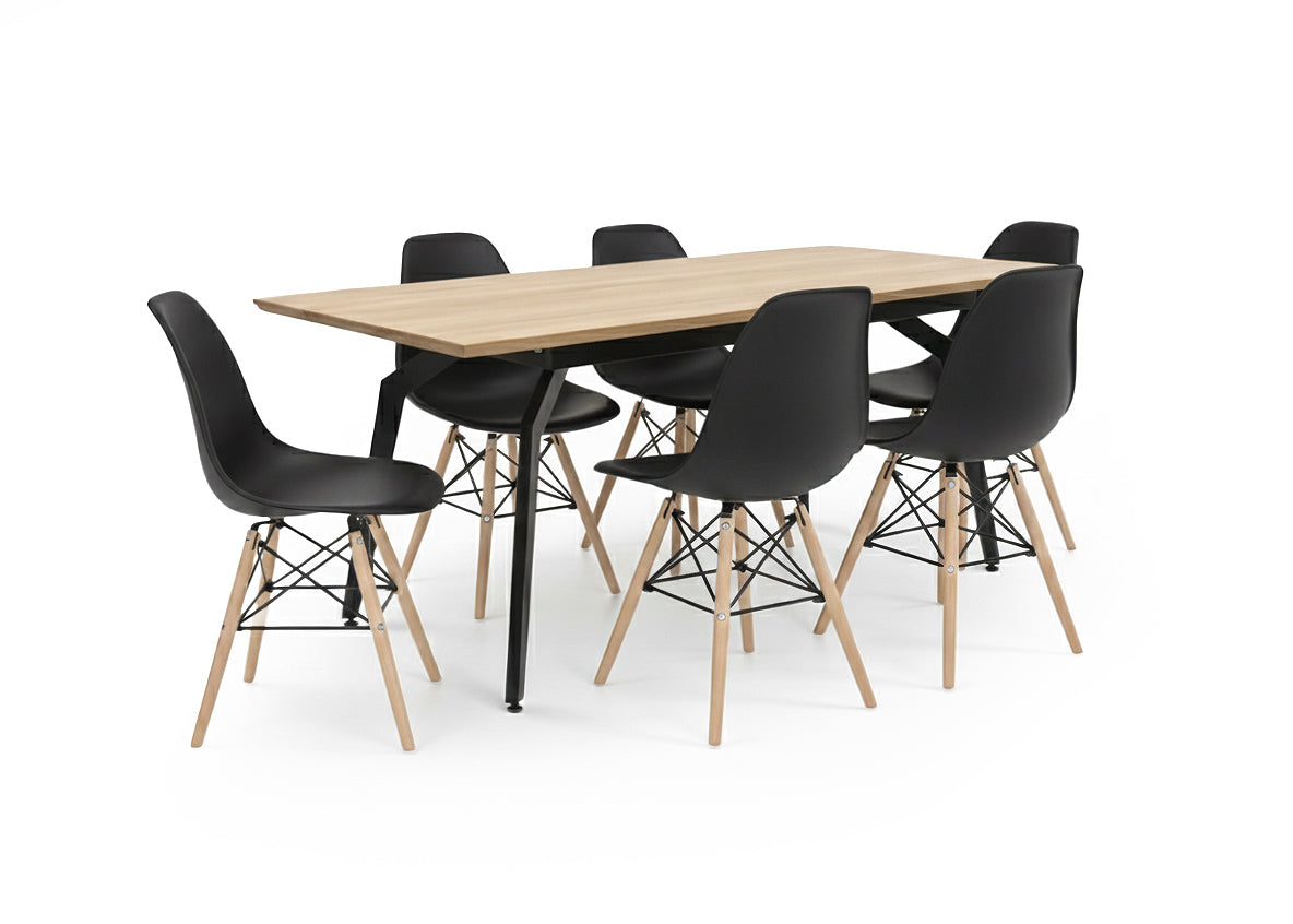 Pack Mesa HD Extensible + 6 Sillas Estilo Nordico