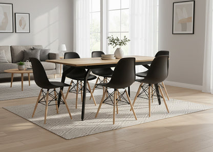 Pack Mesa HD Extensible + 6 Sillas Estilo Nordico