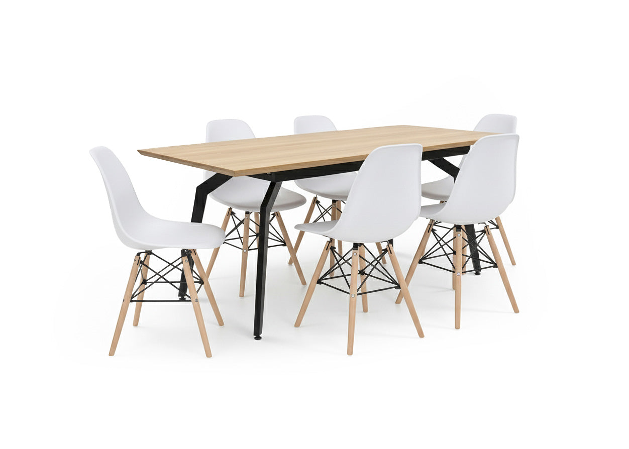 Pack Mesa HD Extensible + 6 Sillas Estilo Nordico