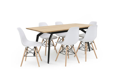 Pack Mesa HD Extensible + 6 Sillas Estilo Nordico