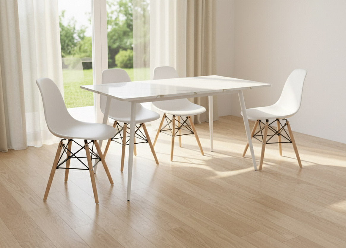 Mesa de Comedor 160cm + 4 Sillas Estilo Nordico