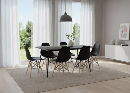 Mesa de Comedor 160cm + 6 Sillas Estilo Nordico