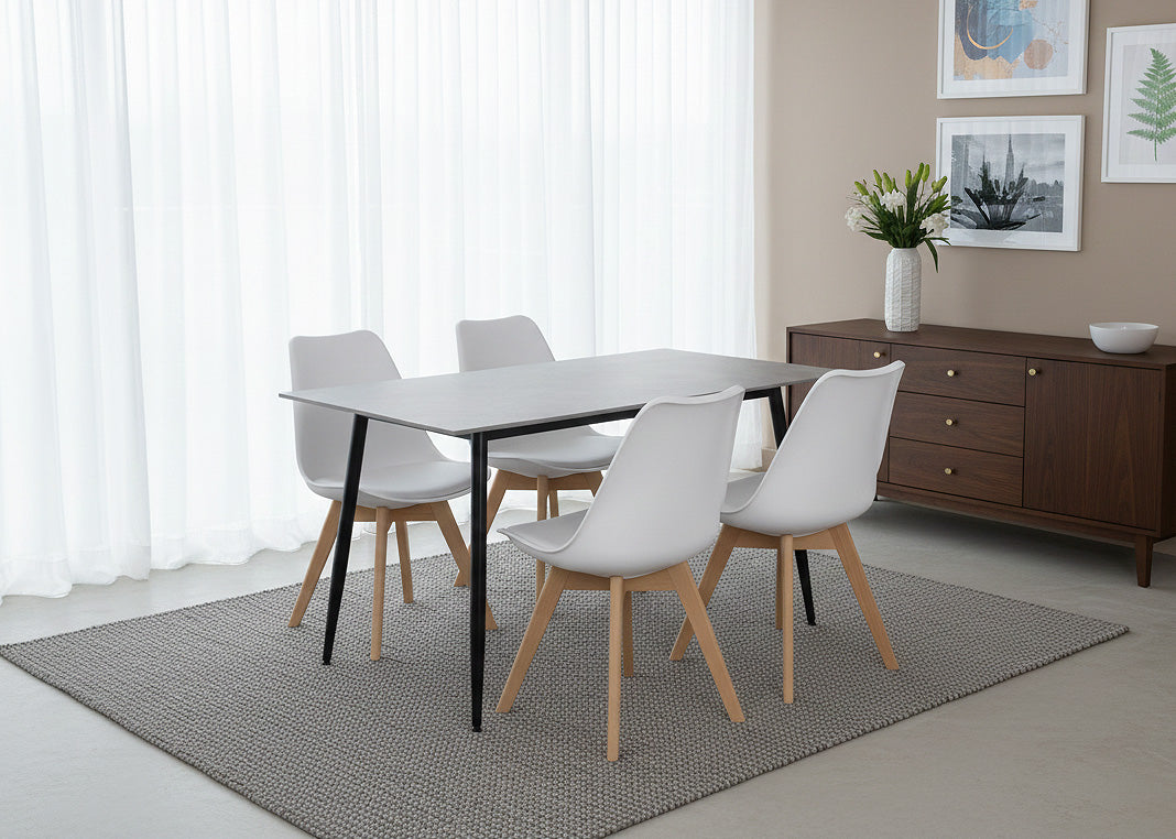 Mesa de Comedor 140cm + 4 Sillas Nordic
