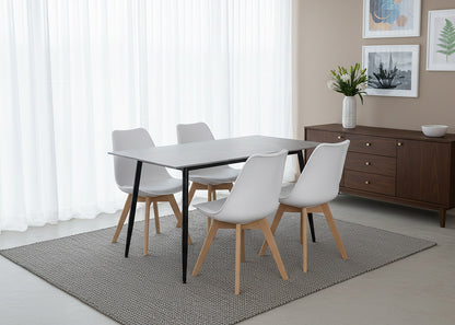 Mesa de Comedor 140cm + 4 Sillas Nordic