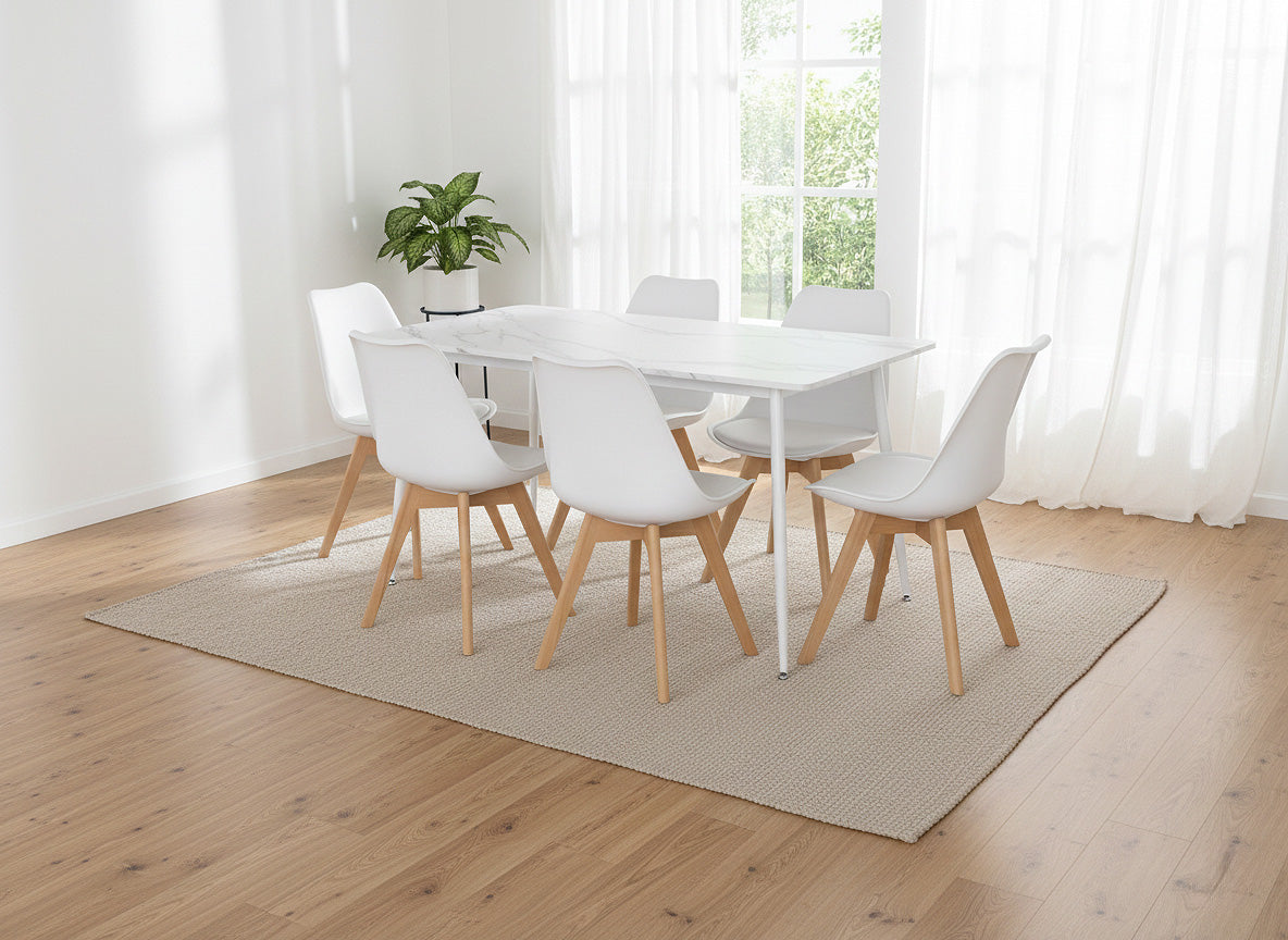 Mesa de Comedor 140cm + 6 Sillas Nordic