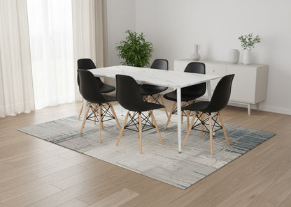 Mesa de Comedor 140cm + 6 Sillas Estilo Nordico
