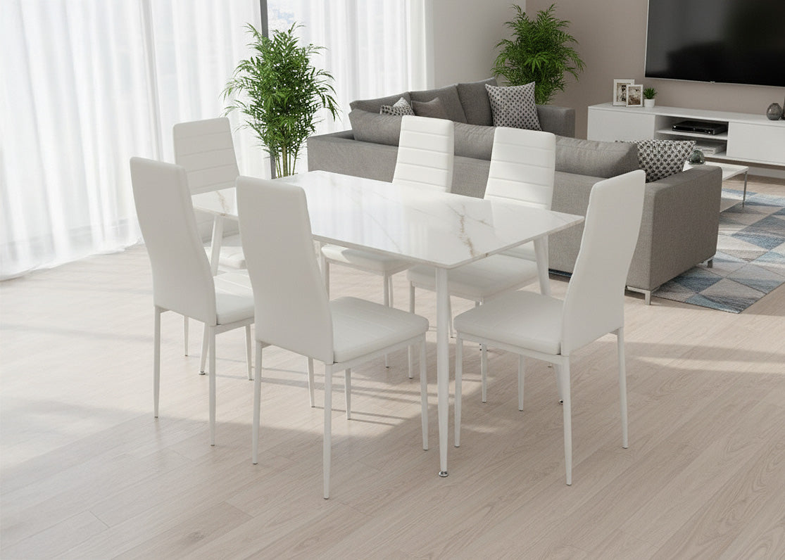 Mesa de Comedor 160cm + 6 Sillas Polipiel